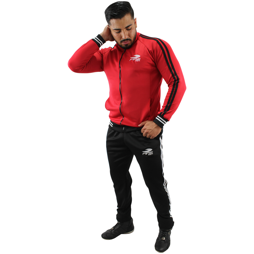 Conjunto Deportivo Fire Sports Pants Varonil Rojo-Negro