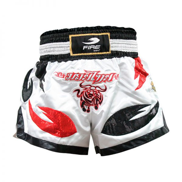 Short para Muay Thai y Kick boxing (pantalon corto) Blanco-Toro