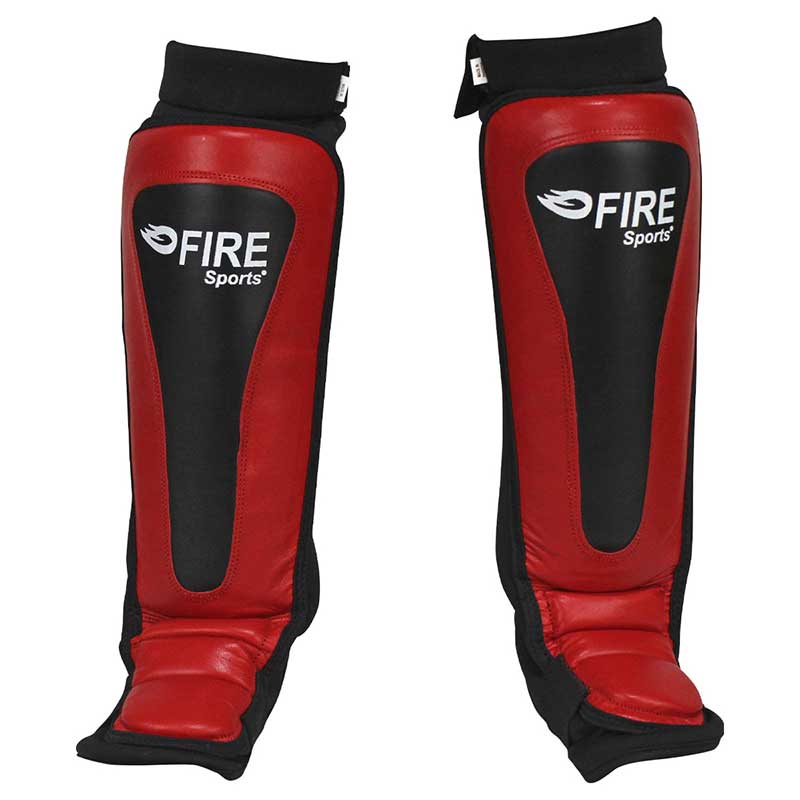 Par de espinilleras para Muay Thai tipo calceta color Rojo – Fire Sports