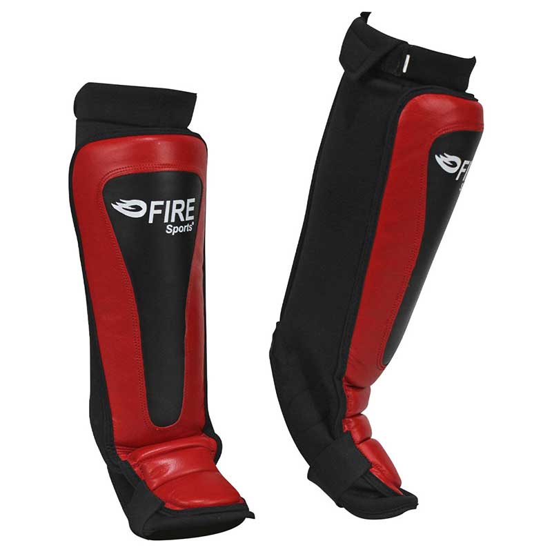 Par de espinilleras para Muay Thai tipo calceta color Rojo – Fire Sports